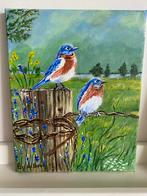 Twee vogels vrolijk schilderijtje, Ophalen of Verzenden