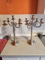 GROTE Nikkelen Kandelaars - Set van 2, Antiek en Kunst, Antiek | Kandelaars, Ophalen of Verzenden, Zilver