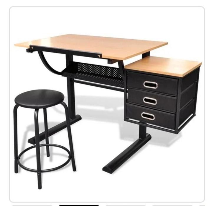 Tekentafel met kruk en ladekast, Doe-het-zelf en Verbouw, Tekentafels, Gebruikt, Minder dan 130 cm, Ophalen