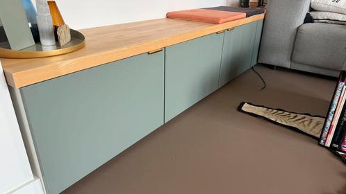 IKEA METOD Bank/Kasten Grijsgroen + massief beuken blad, Huis en Inrichting, Kasten | Dressoirs, Zo goed als nieuw, 200 cm of meer