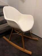 Witte Schommelstoel met Houten Onderstel, Huis en Inrichting, Ophalen, Kunststof, Wit, Zo goed als nieuw