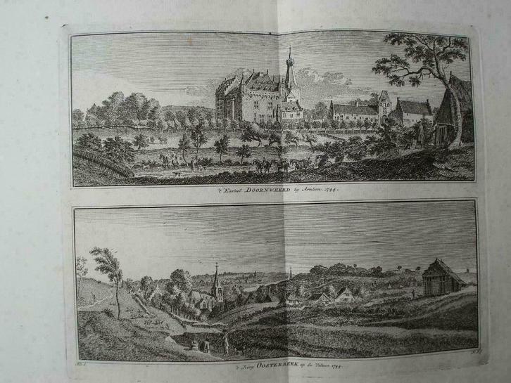 A 97-100 / Oosterbeek/ Doornweerd het Kasteel   Groot 1745, Antiek en Kunst, Kunst | Etsen en Gravures, Ophalen of Verzenden