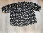 Zwart/beige blouse met print, Maat 38/40 (M), Zwart, Ophalen of Verzenden, Zo goed als nieuw