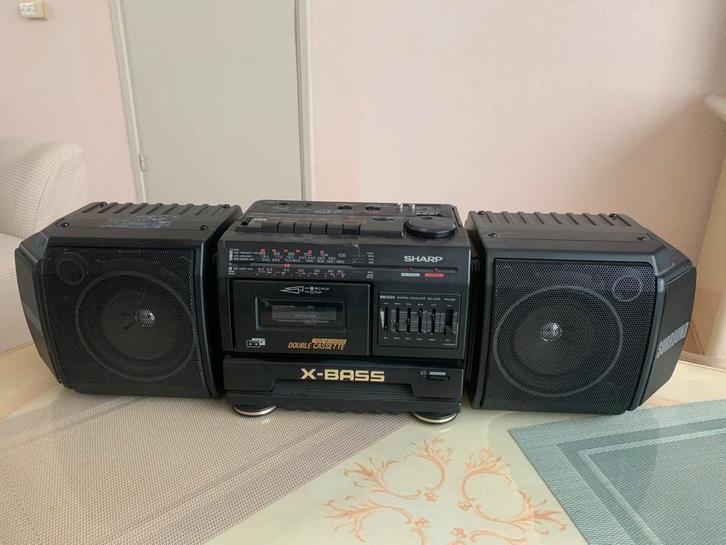 Vintage stereoset radio en dubbel cassetterecorder-equalizer, Audio, Tv en Foto, Stereo-sets, Zo goed als nieuw, Sharp, Ophalen of Verzenden