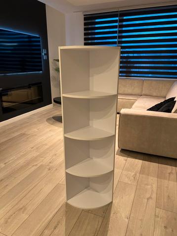 Witte Hoekboekenkast met 4 Planken