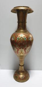 Antiek grote vaas massief India messing handgemaakt verf, Antiek en Kunst, Ophalen of Verzenden
