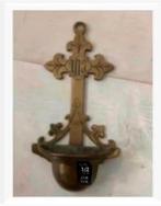 Brocante mooi koperen wijwater bakje, 15,5 x 8 cm, Antiek en Kunst, Antiek | Religie, Ophalen of Verzenden