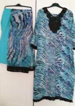 Maat S Blauw zwart 3 delige indiase pak katoen kameez broek, Kleding | Dames, Ophalen of Verzenden, Zo goed als nieuw, Maat 36 (S)