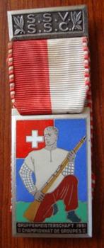 Eremedaille, groeps schutterstoernooi Zwitserland 1951, Postzegels en Munten, Penningen en Medailles, Verzenden, Overige materialen