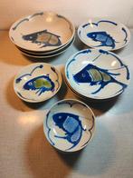 set vintage kobalt blauwe Koi vis porselein servies, Antiek en Kunst, Ophalen