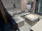 Wicker Loungebank met Hocker/Tafel, Tuin en Terras, Tuinsets en Loungesets, Ophalen, 5 zitplaatsen, Gebruikt, Loungeset