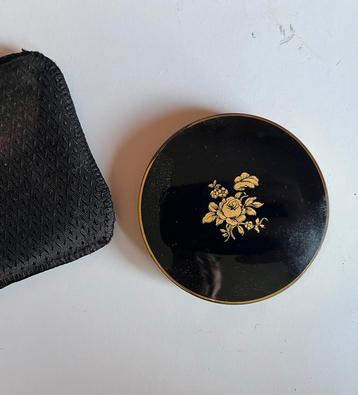 Vintage poederdoos met spiegel en donsje ‘50 beschikbaar voor biedingen