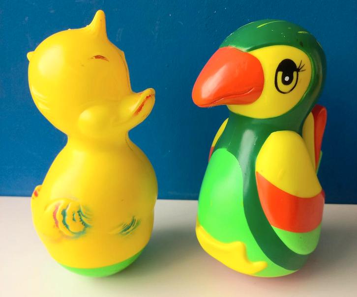 Vintage tuimelaars/Rolly Toys/Eend & Papegaai, Kinderen en Baby's, Speelgoed | Babyspeelgoed, Gebruikt, Overige typen, Ophalen of Verzenden