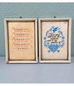 Twee Vintage wandbordjes met spreuk gezegde tekst wc deco, Gebruikt, Ophalen of Verzenden, H, H