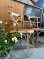 Rustieke ‘cross back’ stoelen met rotan zitting (2 st.), Ophalen, Twee, Bruin, Zo goed als nieuw