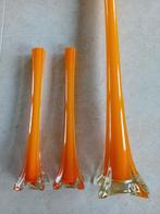 3 hoeden vazen, 40cm en 100cm., Ophalen, Gebruikt, Oranje, Glas