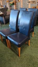 Vier eetkamerstoelen, Ophalen of Verzenden, Gebruikt, Blauw, Vier
