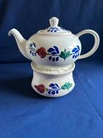 Boerenbont theepot met rechaud, Overige typen, Ophalen of Verzenden, Zo goed als nieuw, Aardewerk
