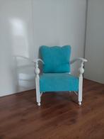 Vintage Fauteuil Turquoise Bekleding, Huis en Inrichting, Fauteuils, Hout, Minder dan 50 cm, Gebruikt, Minder dan 75 cm