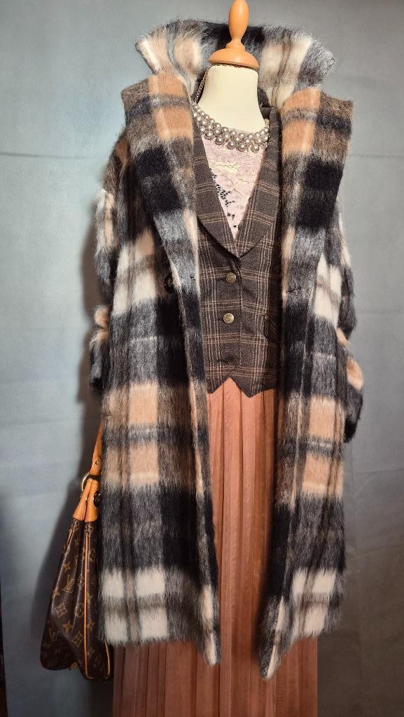 Wollen/Alpaca Jas MARELLA (Max Mara) | Ruit | Maat 34/36, Kleding | Dames, Jassen | Winter, Zo goed als nieuw, Maat 36 (S), Bruin