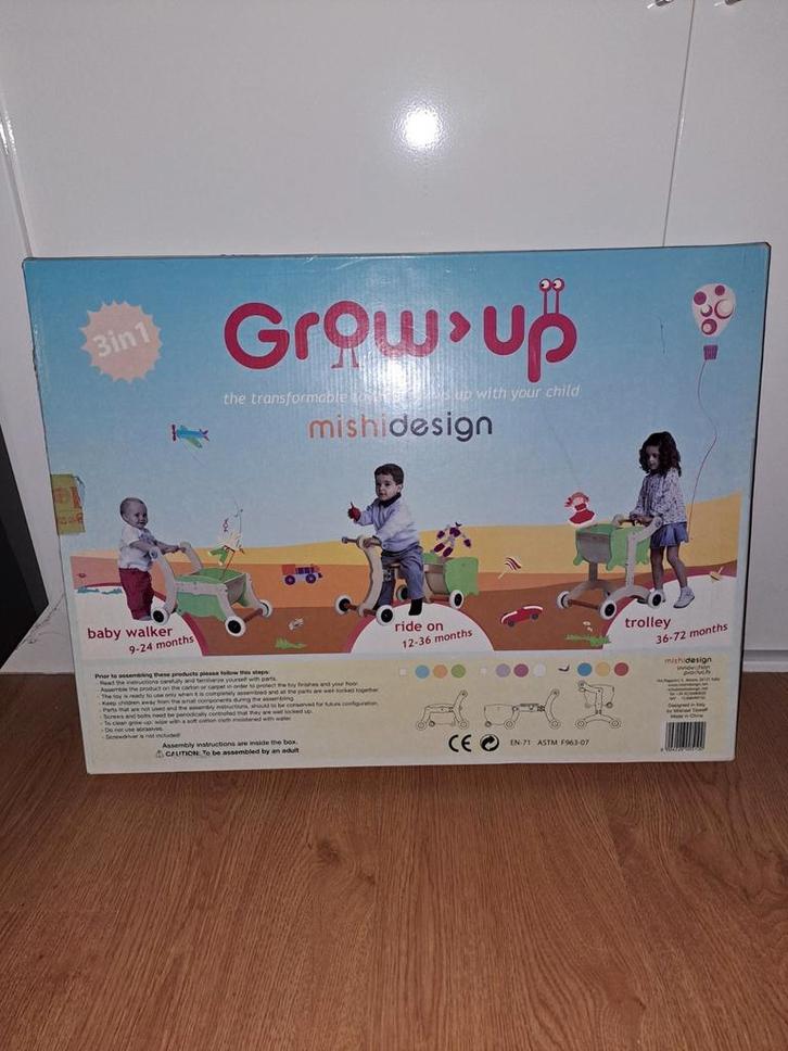 Mishi Design Grow Up houten looptrainer/loopwagentje, Kinderen en Baby's, Speelgoed | Houten speelgoed, Zo goed als nieuw, Ophalen
