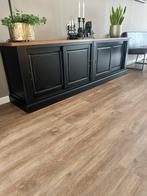 Tv dressoir zwart met massief eiken 2.50 br 50 diep 76 hoog, Huis en Inrichting, Kasten | Dressoirs, Ophalen of Verzenden