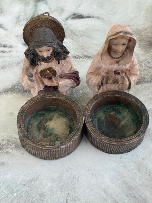 2 leuke religieuze waxine  lichtjes houders, Antiek en Kunst, Curiosa en Brocante, Ophalen of Verzenden