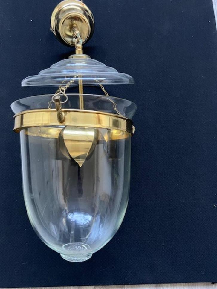 Design glazen hanglamp- boerderijlamp, Huis en Inrichting, Lampen | Hanglampen, Minder dan 50 cm, Glas, Ophalen