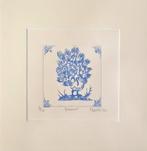 Print pauw, ivoorkleurig passe partout 15x15, handgemaakt, Minder dan 50 cm, Oorspronkelijke maker, Nieuw, Ophalen of Verzenden