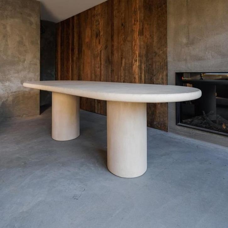 Mortex eettafel bootvorm naturel maatwerk, organische vorm, Huis en Inrichting, Tafels | Eettafels, Nieuw, Overige vormen, Ophalen