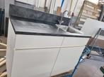 Keukenblok met kraan, Huis en Inrichting, Keuken | Complete keukens, Ophalen, Wit, Enkelwandige keuken, Zo goed als nieuw