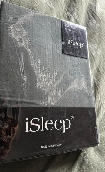 ISLEEP SPLIT-TOPPER HOESLAKEN PERKAL 80x200 CM Antraciet beschikbaar voor biedingen