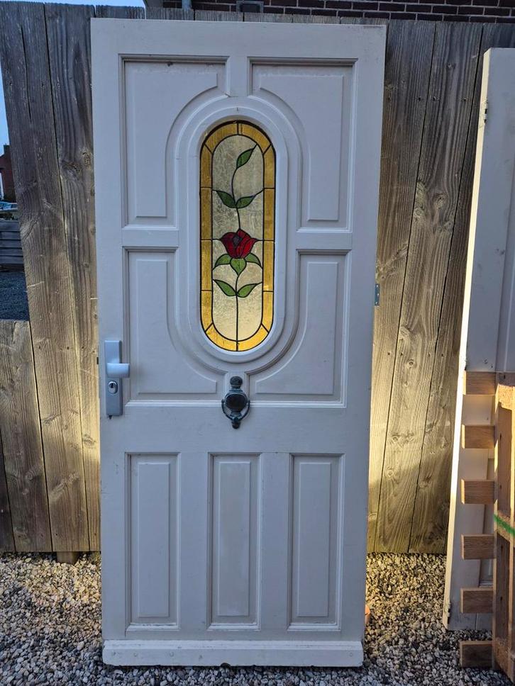 Mooie buitendeur met glas in lood, Doe-het-zelf en Verbouw, Deuren en Horren, Gebruikt, Ophalen of Verzenden
