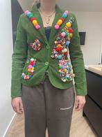 Groene Carnaval Jas Dames Maat M - Zelfgemaakt & Versierd, Maat 38/40 (M), Ophalen of Verzenden, Jasje, Gedragen