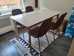 Jegind L130 tafel wit + 4 Jonstrup cognac/eiken 8013075, Ophalen, Zo goed als nieuw