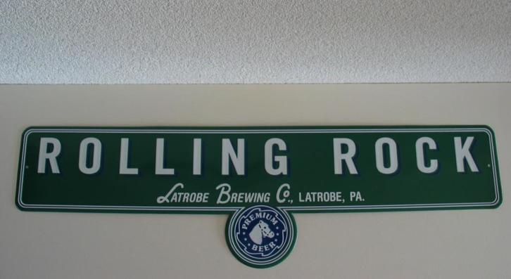 Reclamebord rolling rock Premium bier USA, Verzamelen, Merken en Reclamevoorwerpen, Nieuw, Reclamebord, Ophalen of Verzenden