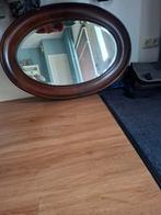 Eiken Spiegel met Facet Geslepen Glas, Antiek en Kunst, Ophalen, Ovaal, 50 tot 100 cm, Minder dan 100 cm