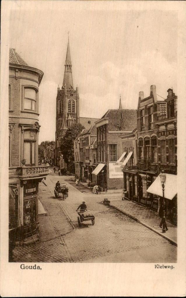 Gouda - Kleiweg - Straat, Ophalen of Verzenden, Voor 1920, Gelopen, Zuid-Holland
