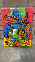 Marc- ….At last. Kleurrijk schilderij in cobra style, Antiek en Kunst, Kunst | Schilderijen | Abstract, Ophalen of Verzenden