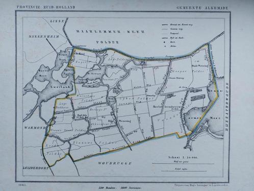 AG6 / Litho van J. Kuyper uit 1865 van Alkemade ZH, Antiek en Kunst, Kunst | Litho's en Zeefdrukken, Ophalen of Verzenden
