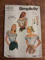 Simplicity s9538 naaipatroon voor 1940s vintage blouse/top, Hobby en Vrije tijd, Ophalen of Verzenden, Zo goed als nieuw, Vrouw