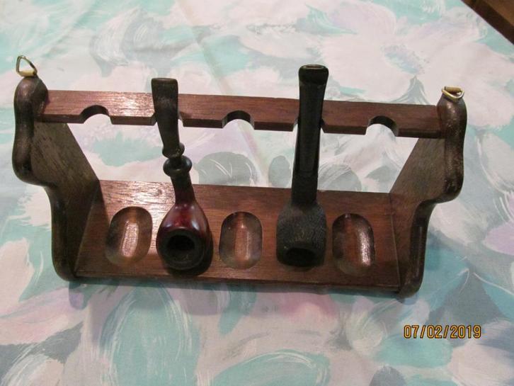 Antiek pijpenrekje met 2 pijpen., Antiek en Kunst, Antiek | Woonaccessoires, Ophalen of Verzenden