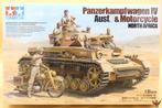 Tamiya 1/35 German WWII Tank IV Ausf F. & Motorcycle Africa, Hobby en Vrije tijd, Modelbouw | Auto's en Voertuigen, Tank, 1:32 tot 1:50