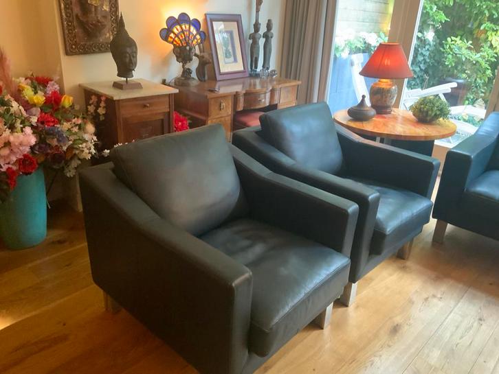 Leolux Antonia Royale designbank - Donkerblauw - Als Nieuw!, Huis en Inrichting, Fauteuils, Zo goed als nieuw, Leer, 125 cm of meer