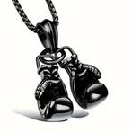 Zwartkleurige boks hanger plus ketting nieuw, Overige materialen, Overige voorstellingen, Verzenden, Nieuw