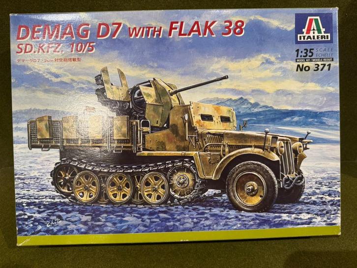 Italeri 371 1/35 Demag D7  Flak 38 + Eduard update set, Hobby en Vrije tijd, Modelbouw | Auto's en Voertuigen, Nieuw, Tank, 1:32 tot 1:50