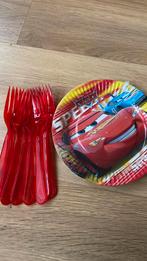 6 wegwepbordjes cars + 8 plastic rode vorken, Overige materialen, Gebruikt, Ophalen of Verzenden, Bord(en)