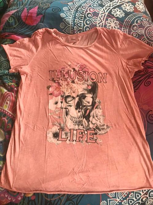 Zizzi shirt zalmroze curvemaat S draagmaat 42-44, Kleding | Dames, T-shirts, Zo goed als nieuw, Maat 42/44 (L), Roze, Korte mouw