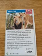 Kortingsbon voor Dierenpark Artis, 20 % korting, Tickets en Kaartjes, Drie personen of meer, Kortingskaart