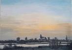 Acrylverfschilderij - Zonsondergang Kampen 70x50cm, Ophalen of Verzenden
